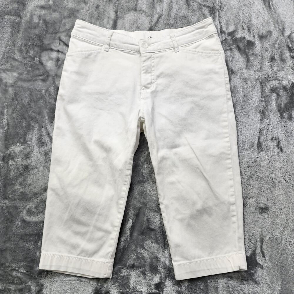 St Johns‎ Bay Pants Womens 6 PETITE White Mid Rise Capri Chino Stretch Cotton